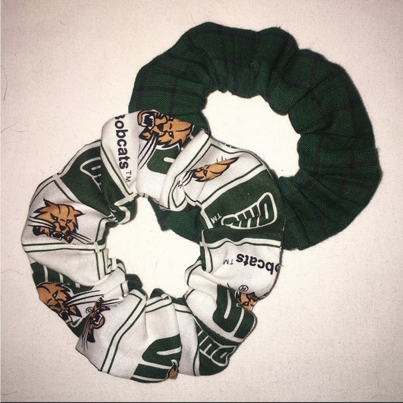 NWT Ohio University Bobcats Hair Scrunchies 2 Pack Made in the USA - Picture 2 of 3